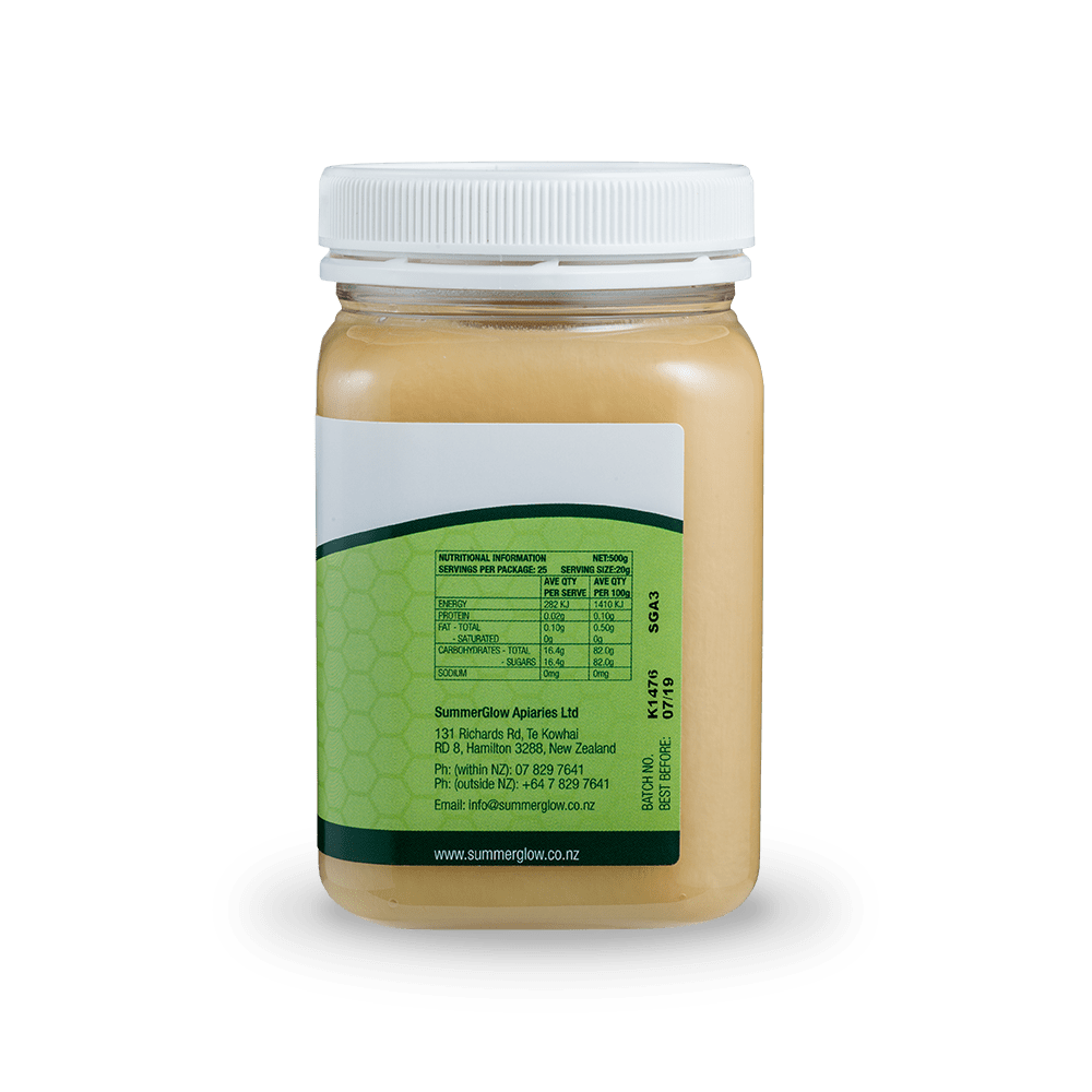 SummerGlow Kamahi Honey 500g Pottle, right view