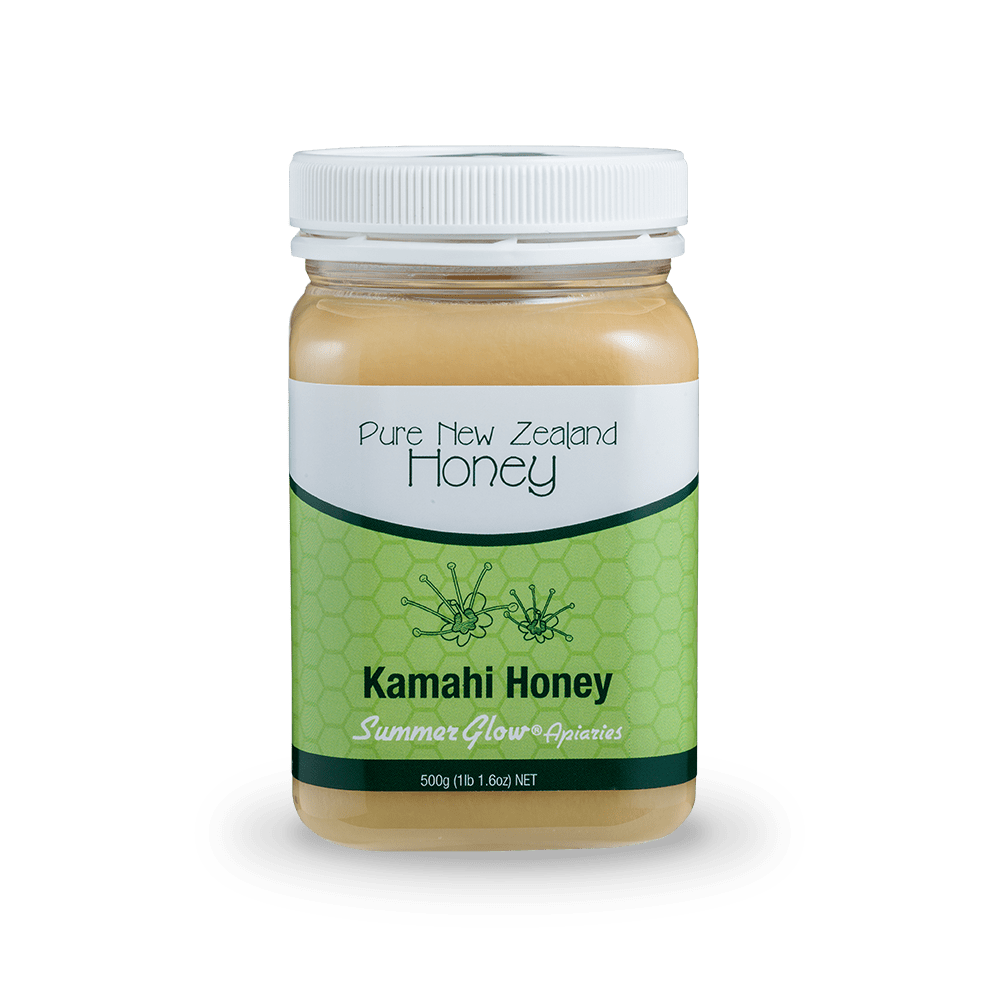 SummerGlow Kamahi Honey 500g Pottle, front view