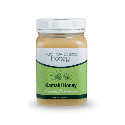 SummerGlow Kamahi Honey 500g Pottle, front view